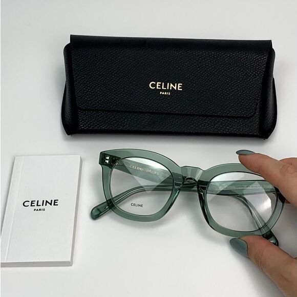 NEW Celine Eyeglasses CL5004IN 48093 Square Transparent Teal Unisex Authentic - Picture 9 of 10